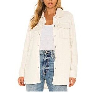 Steve Madden shacket oversized Daily Grind Jacket in Oatmeal button up top SZ M